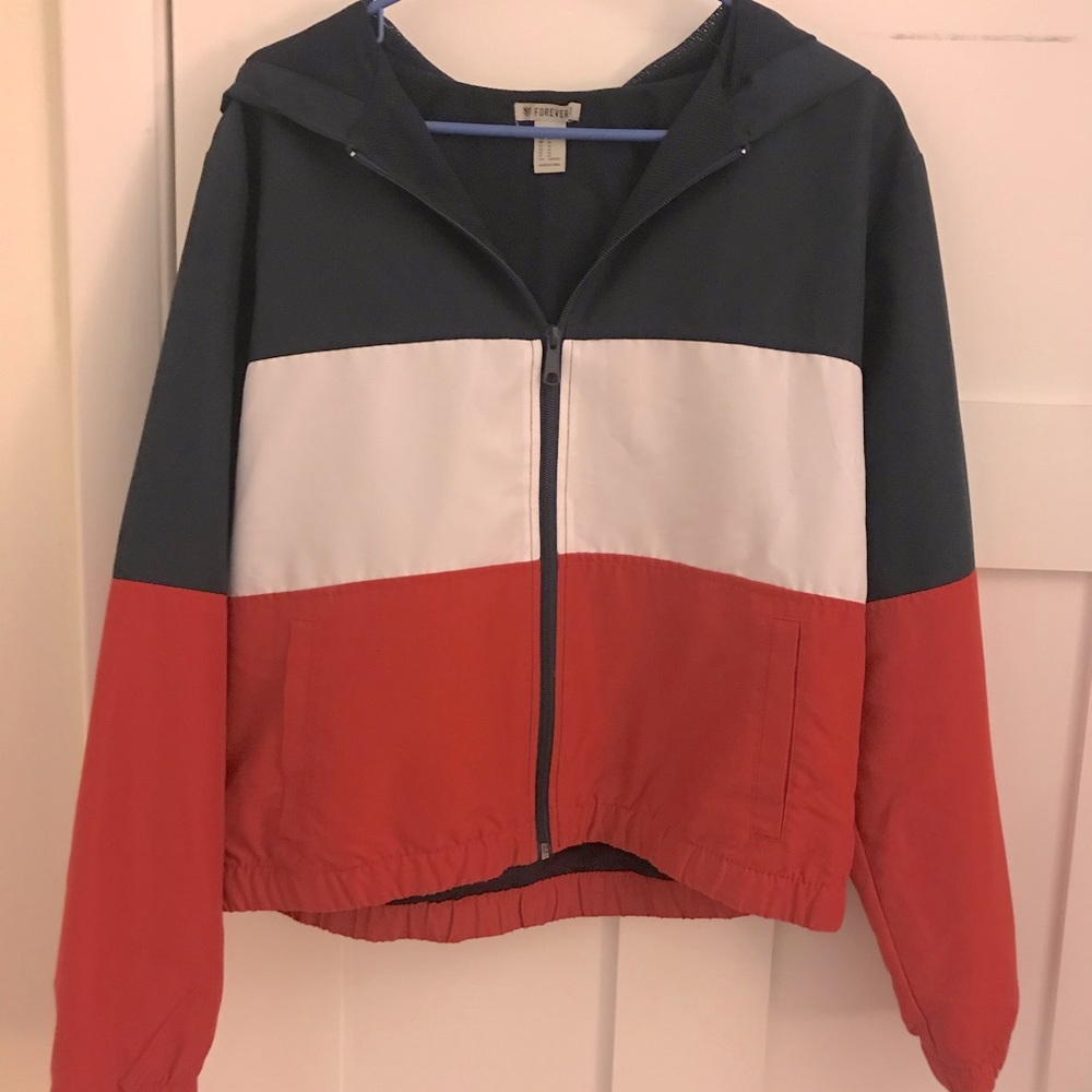 ❤️forever21 blue white & red windbreaker